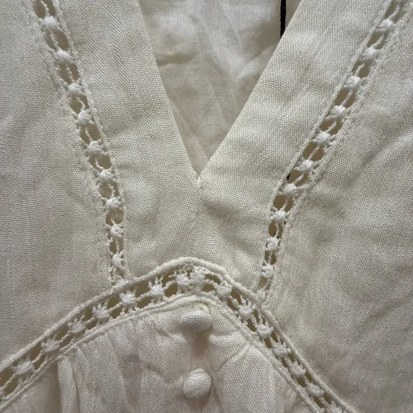 NWT. Lost & Wander Boho Long Lace Sleeve White Mini Dress. Size Medium - Picture 8 of 16